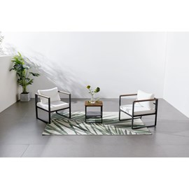 Vigo salon de jardin panoramique 8 places en résine tressée noir et blanc