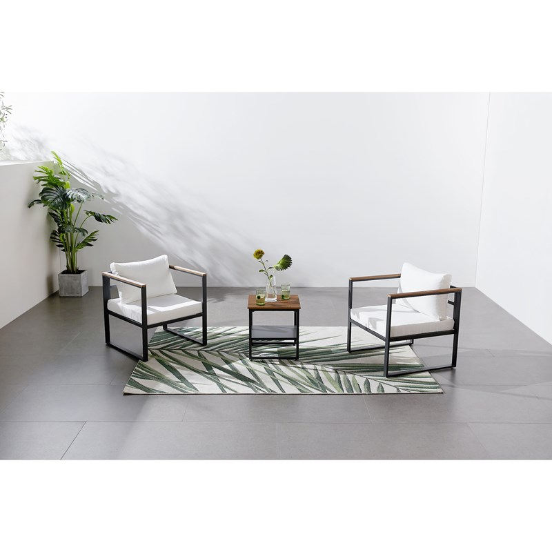 Vigo salon de jardin panoramique 8 places en résine tressée noir et blanc