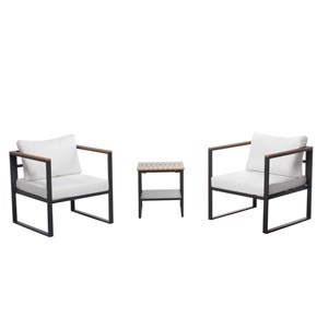 Vigo salon de jardin panoramique 8 places en résine tressée noir et blanc