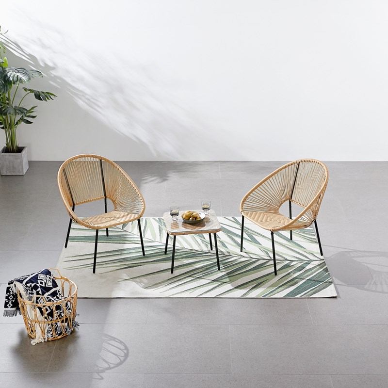 Acapulco salon de jardin 2 places avec table naturel