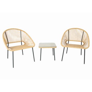 Acapulco salon de jardin 2 places avec table naturel