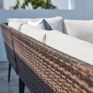 Baracoa salon de jardin 9 places résine tressée marron et beige