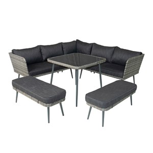 Baracoa salon de jardin 9 places résine tressée anthracite