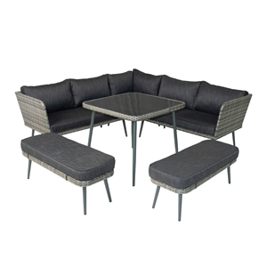 Baracoa salon de jardin 9 places résine tressée anthracite