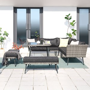 Baracoa salon de jardin 9 places résine tressée anthracite