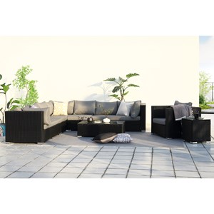 Salento salon de jardin modulable 6 places en résine gris et beige