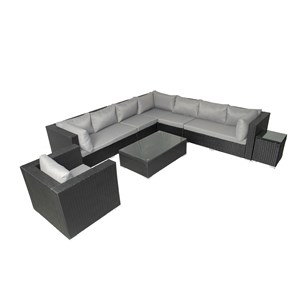 Salento salon de jardin modulable 6 places en résine gris et beige