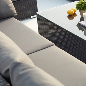 Salento salon de jardin modulable 6 places en résine gris et beige