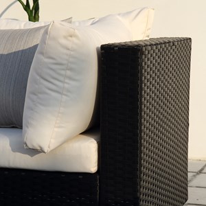 Salento salon de jardin panoramique 8 places en résine tressée noir et blanc