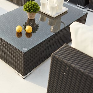 Salento salon de jardin panoramique 8 places en résine tressée noir et blanc