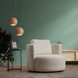 Olsen fauteuil bouclettes couleur crème