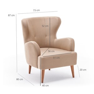 Smith fauteuil en velours beige avec accoudoirs