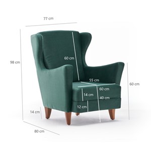 Williams fauteuil à oreilles en velours vert