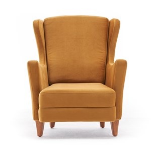 Williams fauteuil à oreilles en velours moutarde