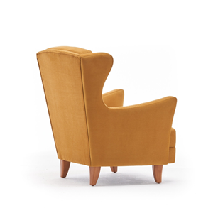 Williams fauteuil à oreilles en velours moutarde