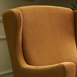 Williams fauteuil à oreilles en velours moutarde