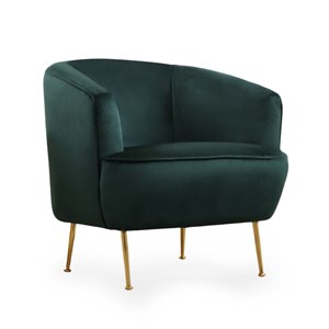 Davis fauteuil velours vert - pieds dorés