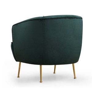 Davis fauteuil velours vert - pieds dorés
