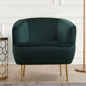 Davis fauteuil velours vert - pieds dorés