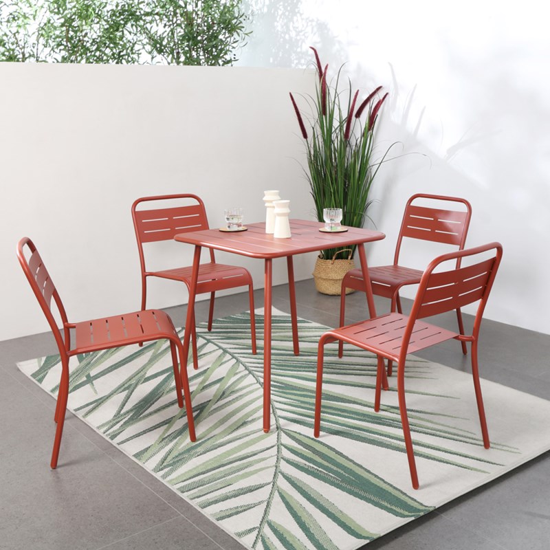 Bergame salon de jardin repas 4 places terracotta