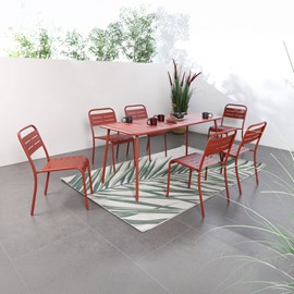 Bergame salon de jardin repas 6 places terracotta
