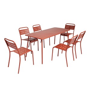 Bergame salon de jardin repas 6 places terracotta