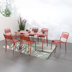 Bergame salon de jardin repas 6 places terracotta