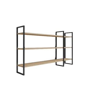 Vitro étagère murale design en métal - 3 rangements - bois et noir