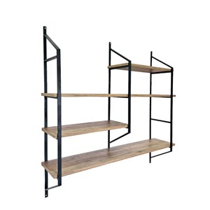 Yomi etagère murale design en métal - 4 rangements - bois et noir