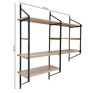 Yomi etagère murale design en métal - 4 rangements - bois et noir