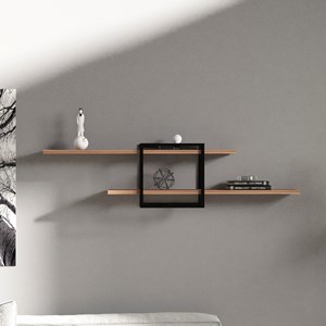 Paro etagère murale design - 2 rangements - bois et noir