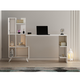Kuhmo bureau contemporain 9 rangements - blanc