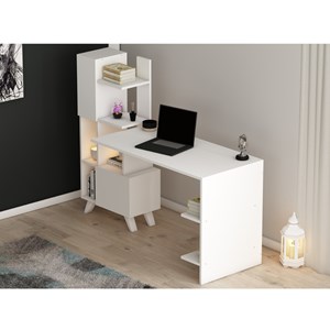 Kuhmo bureau contemporain 9 rangements - blanc
