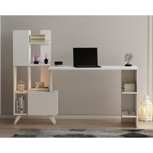 Kuhmo bureau contemporain 9 rangements - blanc