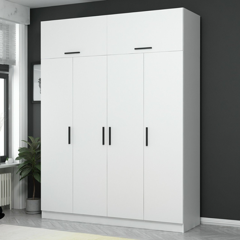 Foch dressing avec étagères et penderie 15 espaces de stockage blanc