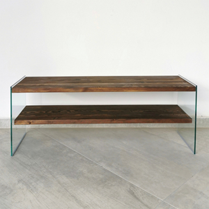 Joy meuble tv contemporain verre et bois 120 cm