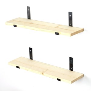 Bussa étagère murale en bois d'épicéa et métal - 2 rangements - bois et noir