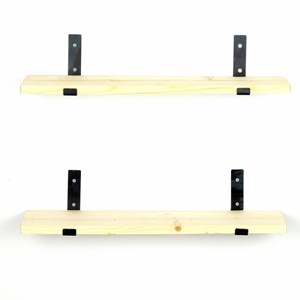 Bussa étagère murale en bois d'épicéa et métal - 2 rangements - bois et noir