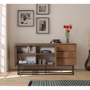Sabinov - buffet en bois 2 portes et 3 tiroirs 140 cm