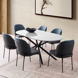 Karvia table à manger 6 personnes gris et noir 180 cm