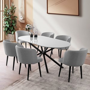 Karvia table à manger 6 personnes gris et noir 180 cm