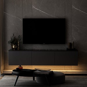 Nael meuble tv contemporain anthracite avec rangement 160 cm