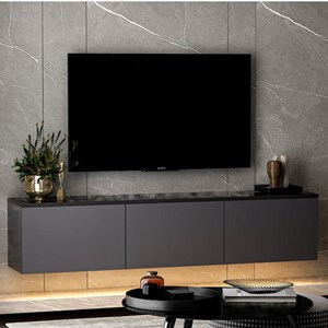 Nael meuble tv contemporain anthracite avec rangement 160 cm