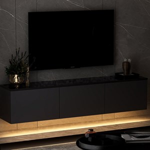 Nael meuble tv contemporain anthracite avec rangement 160 cm