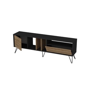 Baylee meuble tv industriel bois et noir avec rangement 180 cm