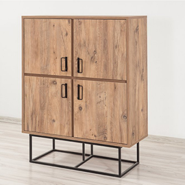 Bresov buffet industriel en bois et métal - 4 portes - 8 rangements