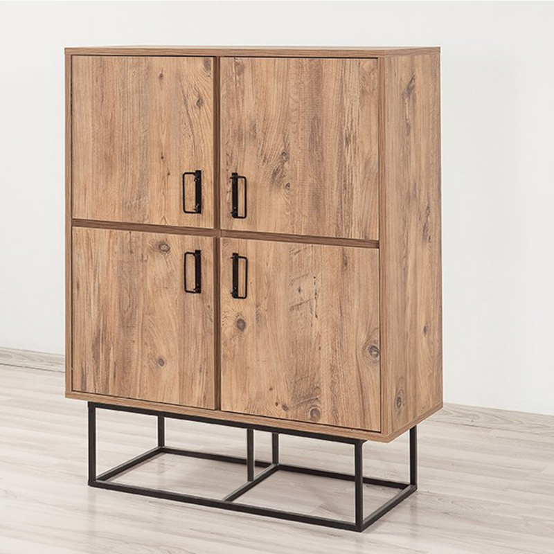 Bresov buffet industriel en bois et métal - 4 portes - 8 rangements