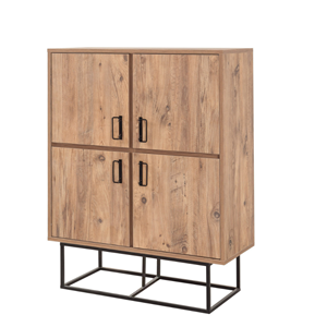 Bresov buffet industriel en bois et métal - 4 portes - 8 rangements