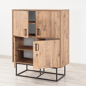 Bresov buffet industriel en bois et métal - 4 portes - 8 rangements