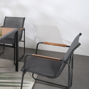 Foggia salon de jardin 6 places anthracite et bois